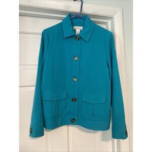 DRAPERS & DAMONS Women’s Teal Button Jacket NWOT Size M Feminine Business Y2K